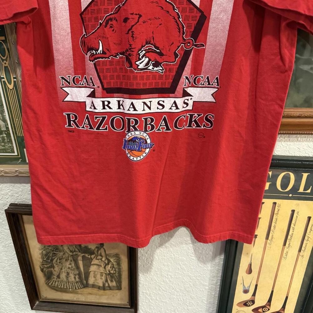 NEW Vintage 1995 ARKANSAS RAZORBACKS NCAA BASKETBALL Final Four Mens T Shirt XL‎ - Picture 4 of 7